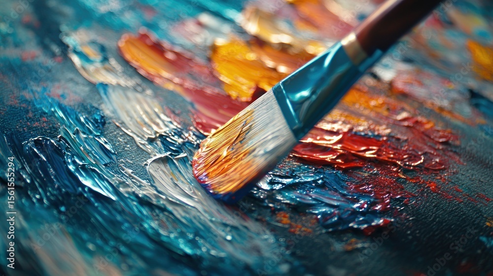Fototapeta premium Vibrant Strokes of Color: An Impasto Painting in Progress