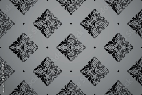 Wallpaper in the style of Baroque. White and gray floral ornament. Seamless vector background. Graphic pattern for fabric, wallpaper, packaging. Ornate Damask flower illustration