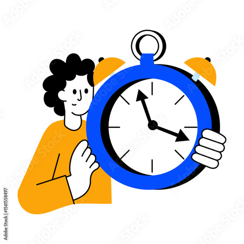 Flat style illustration showing person doing time tracking 