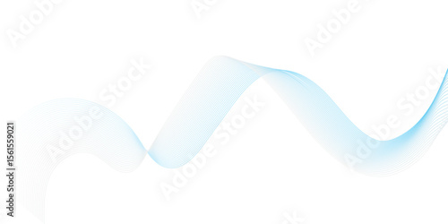 "A graceful, soft blue ribbon-like wave subtly curves across a clean white background, conveying a sense of gentle motion and serene simplicity."