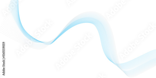 "A graceful, soft blue ribbon-like wave subtly curves across a clean white background, conveying a sense of gentle motion and serene simplicity."