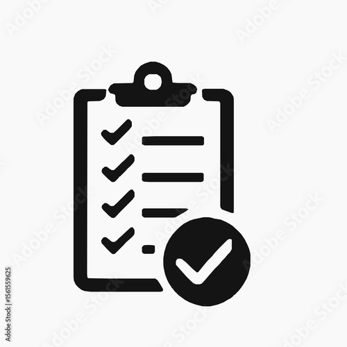 Completed checklist with approval check mark signifying successful task accomplishment done