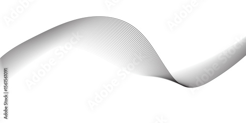 "A minimalist, abstract design featuring a smooth, flowing wave or ribbon-like element in shades of grey against a clean white background, emphasizing gentle curves and subtle gradients."