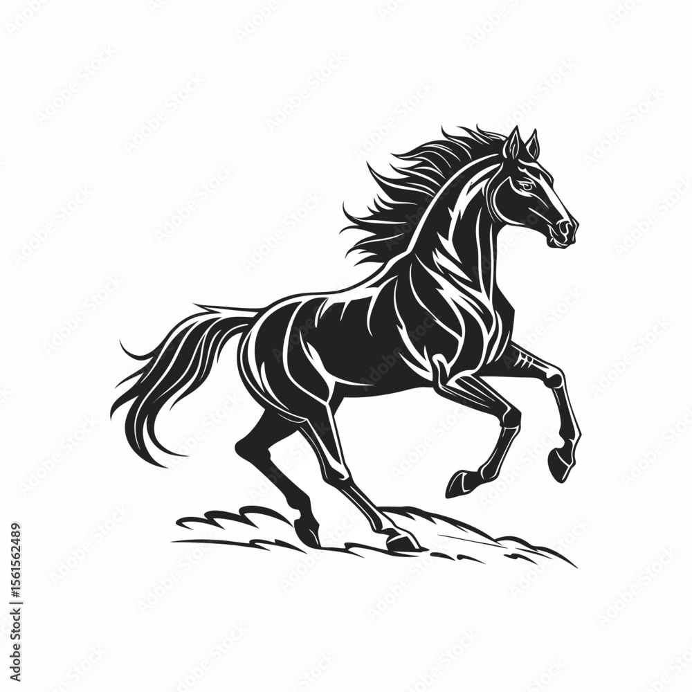 Obraz premium Vactor Horse run silhouette of clean vactor of hourse Animal Horse Rearing horse frind good