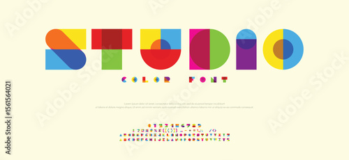 Studio, modern stylish geometric letter logo design. Typography colorful creative font. vector illustration

