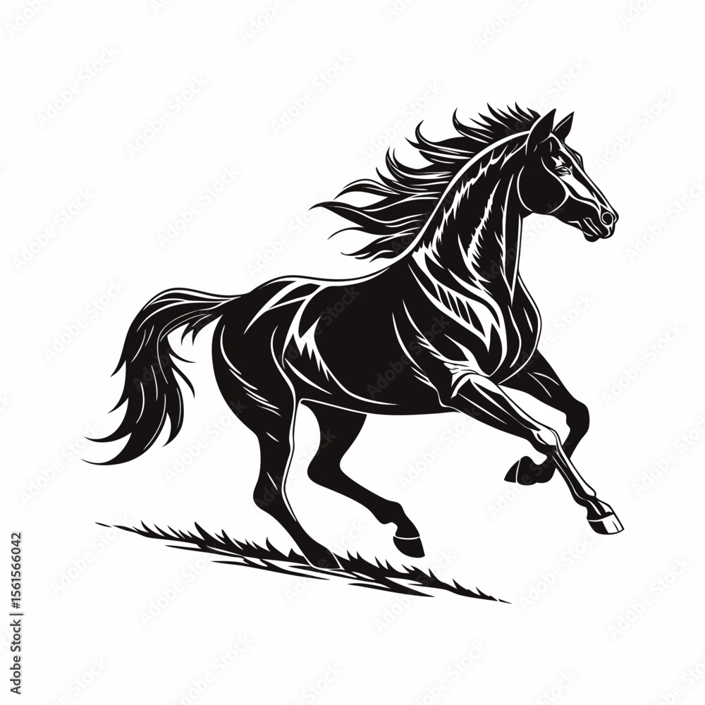 Obraz premium Vactor Horse run silhouette of clean vactor of hourse Animal Horse Rearing horse frind good