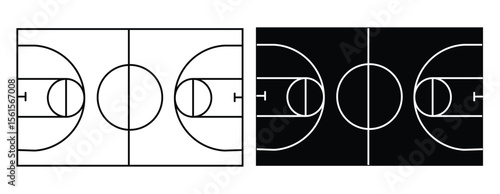 Basketball ball icons set. basketball net. Basketball court markup. Basketball Line icon. Basketball ball isolated icon. Vector illustration.

