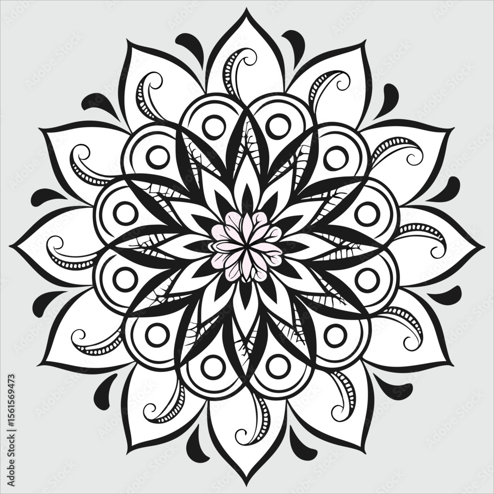 Fototapeta premium Vector doodle mandala . Ornamental luxury mandala Mandala Line Illustration . various mandala . Mandala Pattern Designs . Henna mandala. Mehndi style. Decorative pattern in oriental style. 