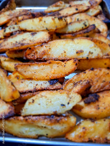 Close up look of baked potato wedges