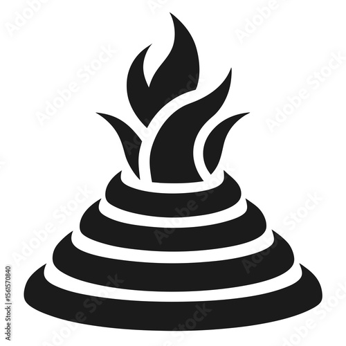  a vector illustration of a stylized flame icon, 