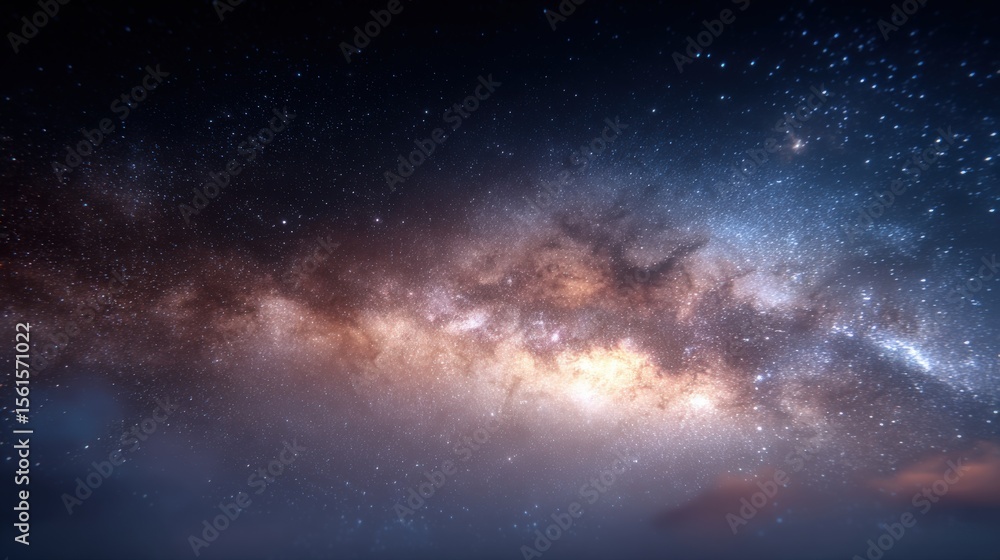 Fototapeta premium Stunning view of the Milky Way galaxy with vibrant stars and cosmic clouds.