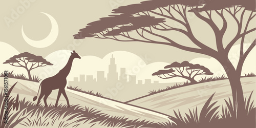 kote sleeve, luminous savanna, translucent layers, pastel blue, urban skyline background, arcane mood, ground-level view.