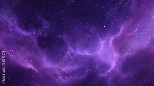 Vibrant cosmic nebula with colorful purple and blue gases and starry night sky.