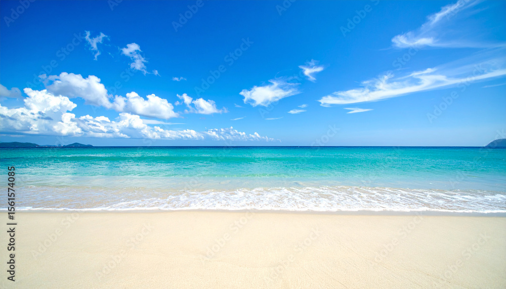 White Cloud on Blue Sky and Sea wave in sunny beach resort White Cloud on Blue Sky and Sea wave in sunny beach resort