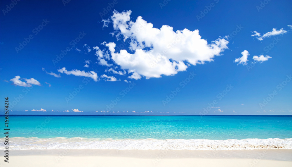 Fototapeta premium White Cloud on Blue Sky and Sea wave in sunny beach resort