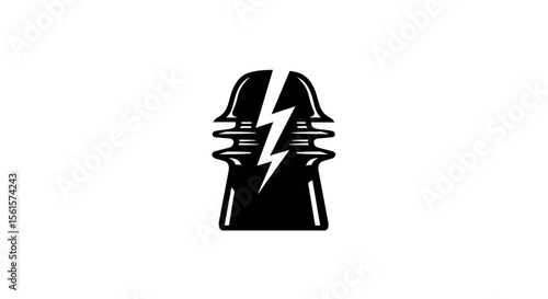 Vector Black High Voltage Electrical Insulator Symbol – Flat Silhouette Icon for Industrial and Power Design