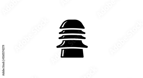 Vector Black High Voltage Electrical Insulator Symbol – Flat Silhouette Icon for Industrial and Power Design