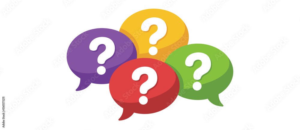 Four Colorful Question Mark Speech Bubbles Four Colorful Question Mark Speech Bubbles