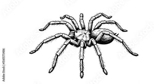 Vector Flat Hand Drawn Tarantula Spider Outline – Doodle Icon Sketch for Web, Print, and Infographics