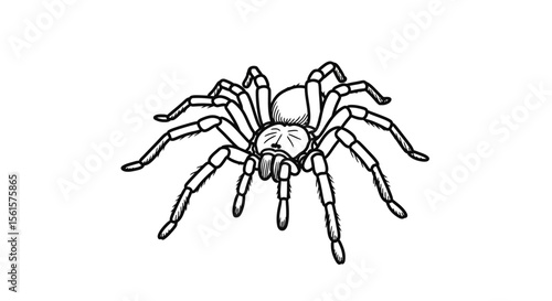 Vector Flat Hand Drawn Tarantula Spider Outline – Doodle Icon Sketch for Web, Print, and Infographics
