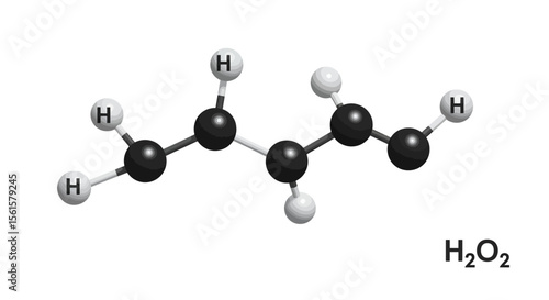 Vector Ball and Stick Model of Hydrogen Peroxide Molecule – Educational H₂O₂ Structure Illustration