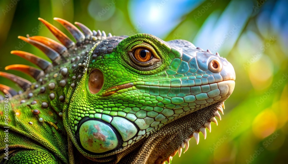 Fototapeta premium Close-up portrait of vibrant Iguana