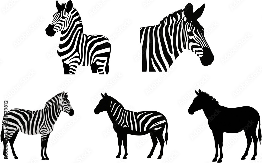 Fototapeta premium シマウマ 動物 シルエット イラスト