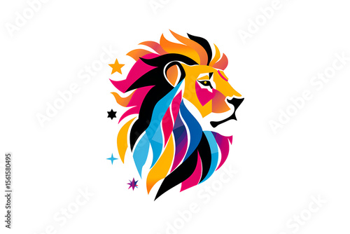 Wallpaper Mural しし座（獅子座）カラフルな獅子・ライオンのアイコン Torontodigital.ca