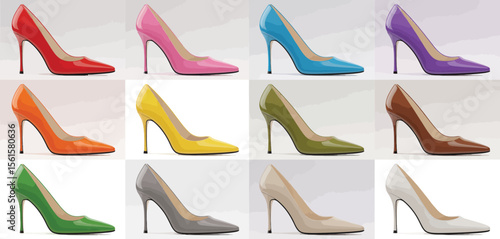 Colorful High Heel Pumps in Various Shades
