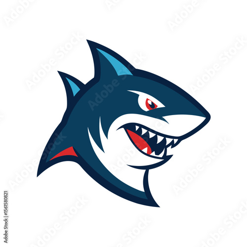 Aggressive Blue Shark Mascot Head Logo animal