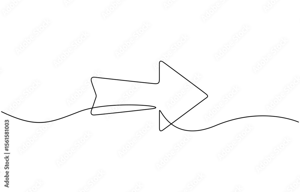 Fototapeta premium Arrow pointing right, icon. Continuous outline of a Arrow pointing right. Vector Illustration, EPS vector illustration for banner, template, web, app, poster.