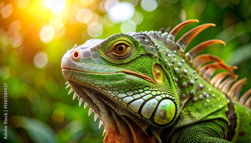 Fototapeta premium Green iguana portrait in natural light
