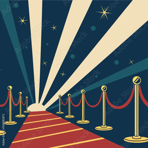 Retro Red Carpet Event Under Spotlight