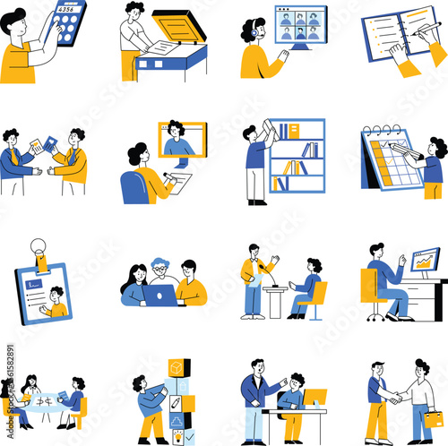 Set of Flat Style Employee Art Illustrations 
