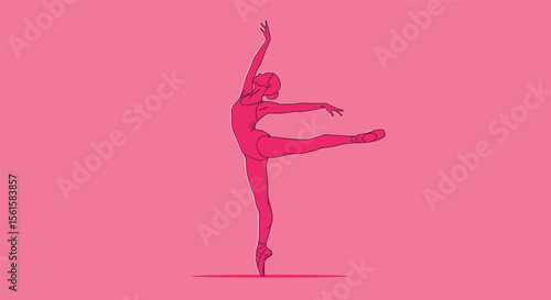 Elegant Ballet Dancer Gracefully Performing Classical Arabesque Pose on Stage During Performance