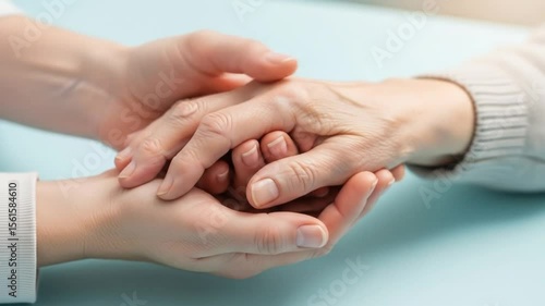 Wallpaper Mural Gently Touching Elder’s Hand with Care Showing Compassion, Trust, and Human Connection  expressing warmth, support, trust, and emotional caregiving connection. Torontodigital.ca