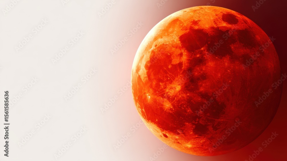 Naklejka premium Stunning view of a blood moon eclipse glowing with deep orange and red hues.