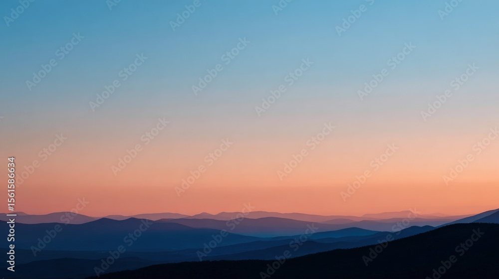Beautiful Sunset Sky Over Mountain Range with Colorful Gradient and Silhouette Landscape. Beautiful Sunset Sky Over Mountain Range with Colorful Gradient and Silhouette Landscape.