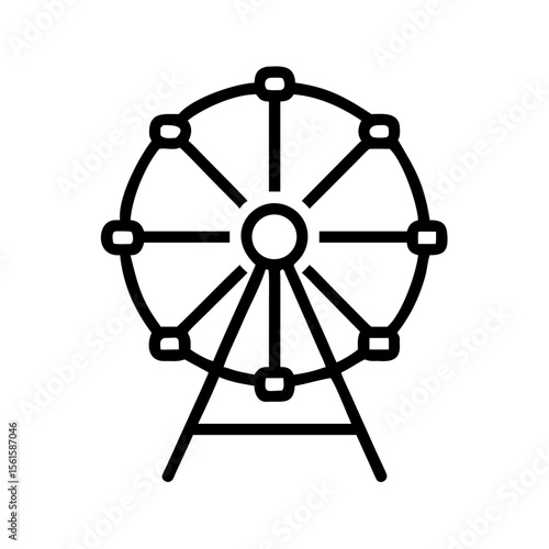 Ferris wheel silhouette in minimalistic design on white background  