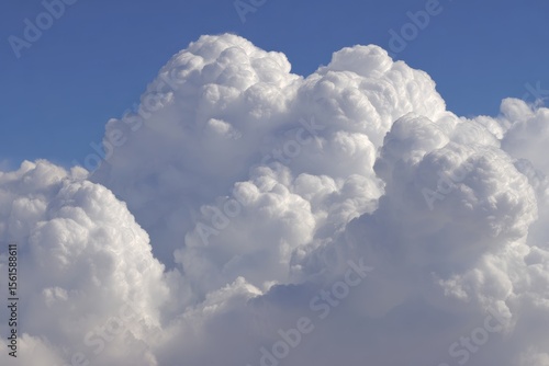 Fototapeta Naklejka Na Ścianę i Meble -  Fluffy white cumulus clouds against a clear blue sky