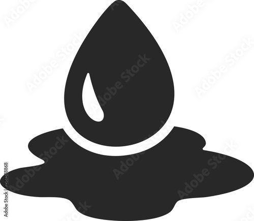 Oil spill solid icon used in fuel leakage, pollution, and energy industry designs.