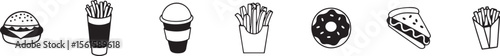 Simple Outline Fast Food Menu Item Graphics.