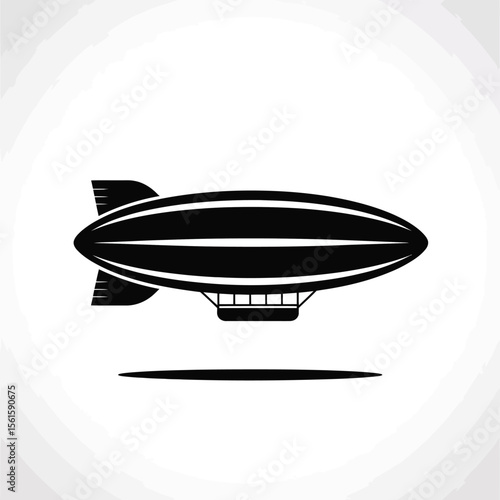 Black and White Airship Icon Illustration