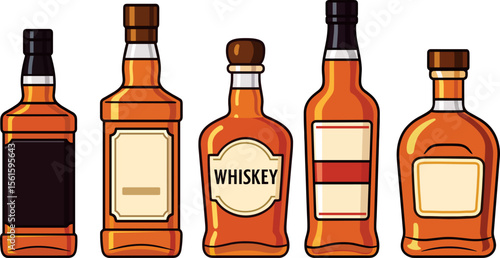 Colorful Whiskey Bottle Vector Collection