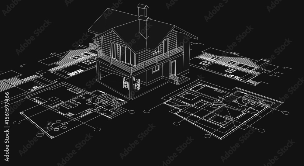 Fototapeta premium house plan concept 3d illustration