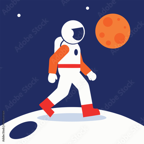 Astronauts playing sports on the moon in a fun cartoon style