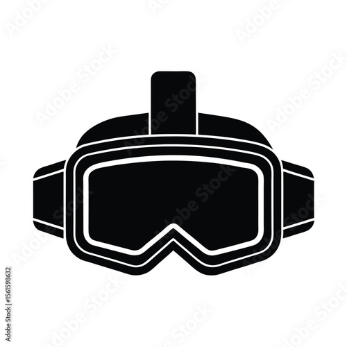 Black and white silhouette illustration of a virtual reality vr goggles headset for technology concepts