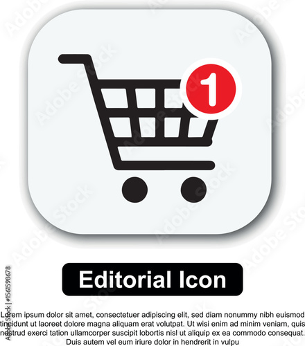 Shopping Cart Icon One Item in Cart - Editorial Use