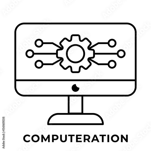 SINGLE ICON COMPUTERATION, BUSINESS AUTOMATION, ICON LINE STYLE