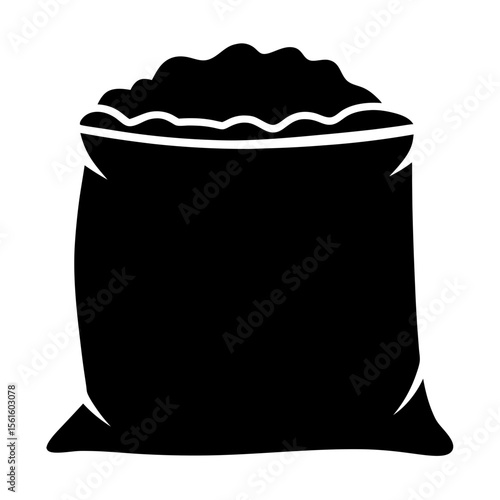 Simple graphic of a full black bag or sack illustration